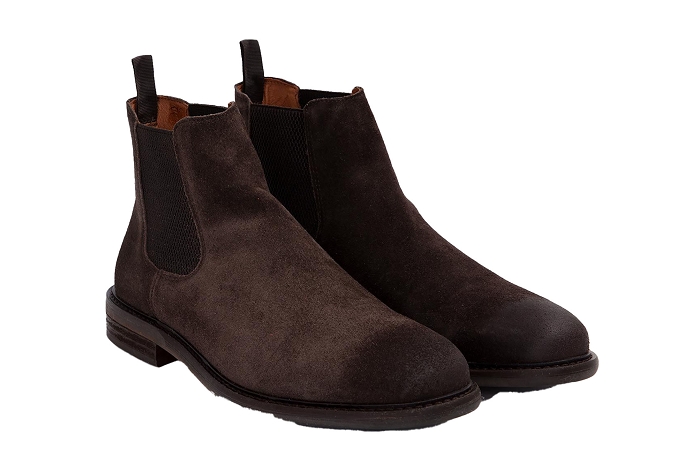 Schmoove boots bottines pilot chelsea bleu buck marron2977001_2