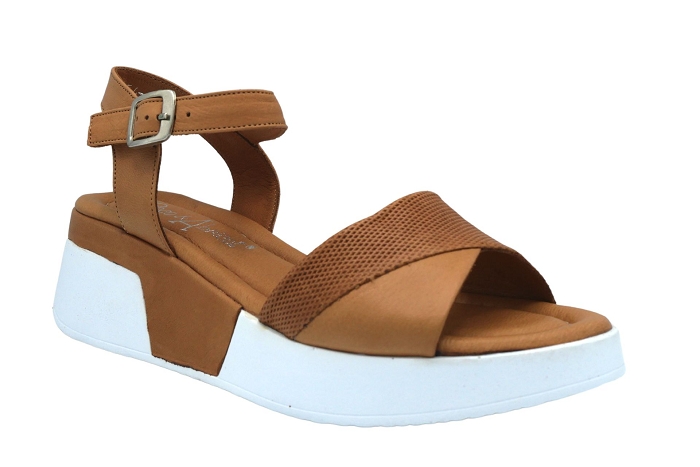 Coco et abricot nu pieds sandale milhaud cognac3157301_3