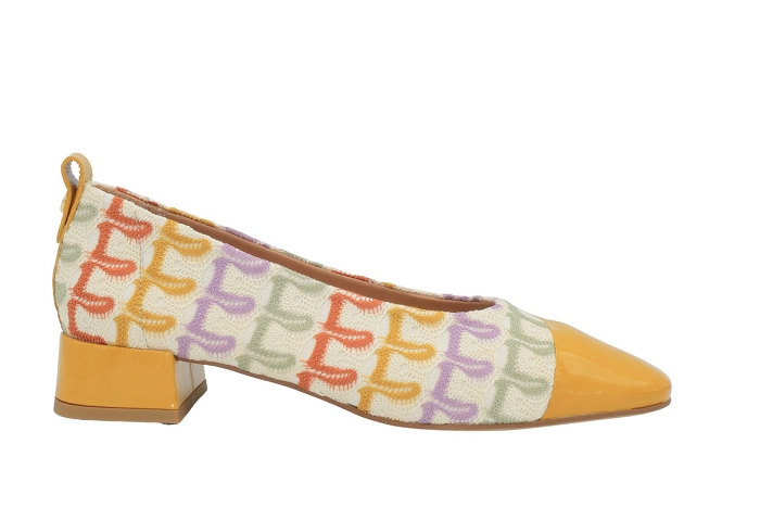 Coco et abricot escarpin floraine multi